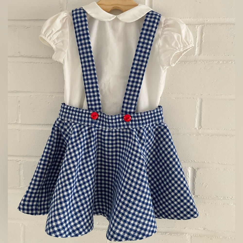 Saks Fifth Avenue Toddler Blue And White Checkered Suspender Skirt Size 2T